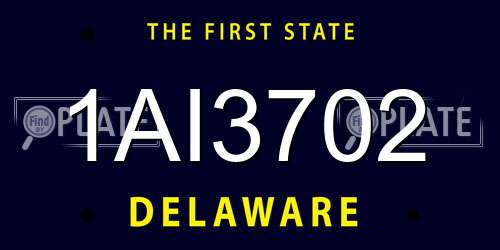 1AI3702 Delaware License Plate