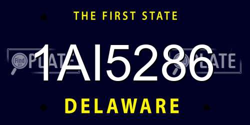 1AI5286 Delaware License Plate