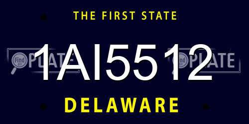 1AI5512 Delaware License Plate