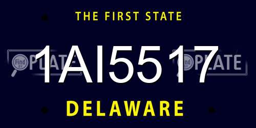 1AI5517 Delaware License Plate