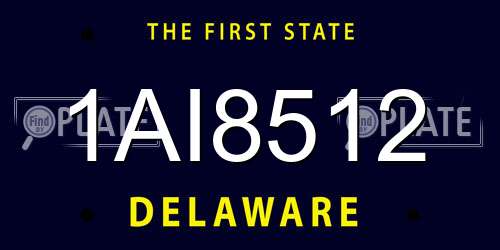 1AI8512 Delaware License Plate