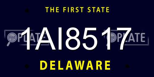 1AI8517 Delaware License Plate