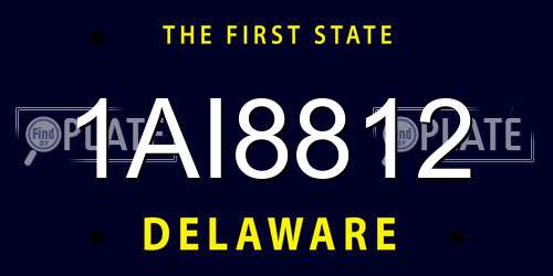 1AI8812 Delaware License Plate