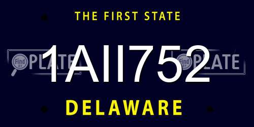 1AII752 Delaware License Plate