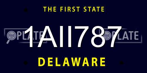 1AII787 Delaware License Plate