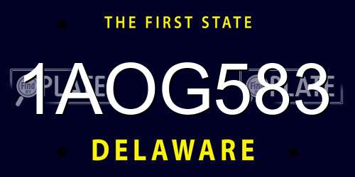 1AOG583 Delaware License Plate