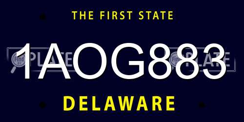 1AOG883 Delaware License Plate