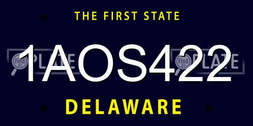 1AOS422 Delaware License Plate