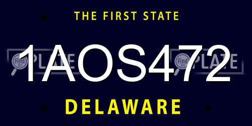 1AOS472 Delaware License Plate