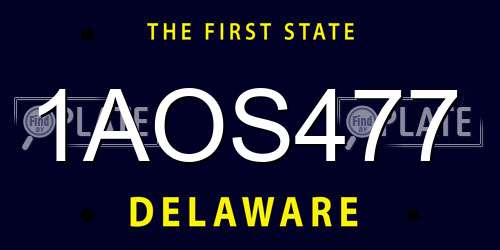1AOS477 Delaware License Plate