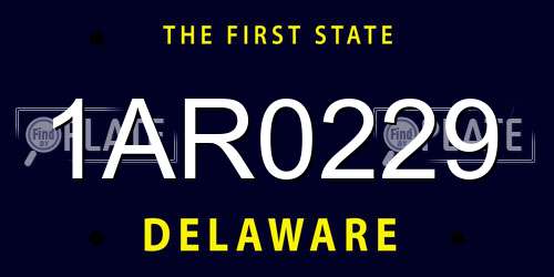 1AR0229 Delaware License Plate