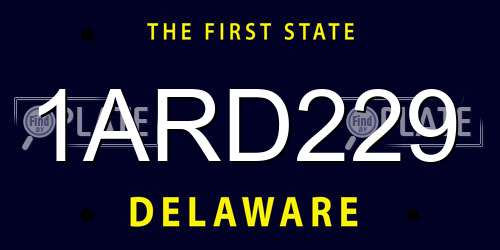 1ARD229 Delaware License Plate