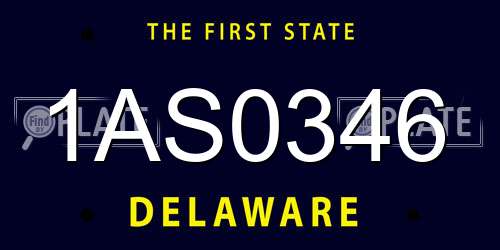 1AS0346 Delaware License Plate