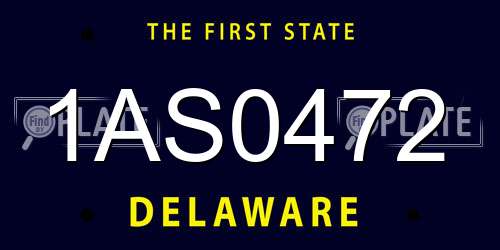1AS0472 Delaware License Plate