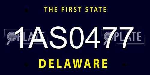 1AS0477 Delaware License Plate