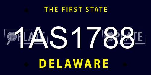1AS1788 Delaware License Plate