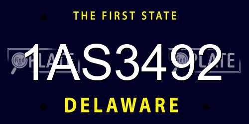 1AS3492 Delaware License Plate