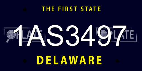 1AS3497 Delaware License Plate
