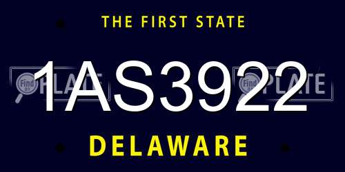 1AS3922 Delaware License Plate