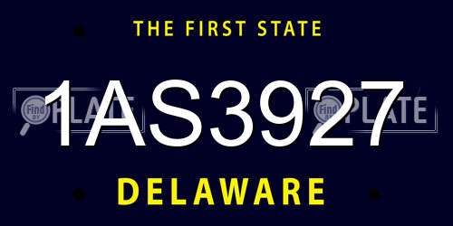 1AS3927 Delaware License Plate