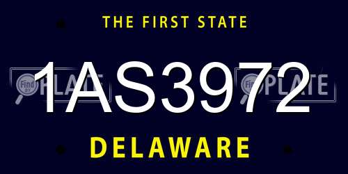 1AS3972 Delaware License Plate