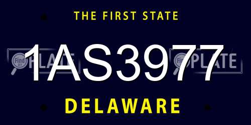 1AS3977 Delaware License Plate