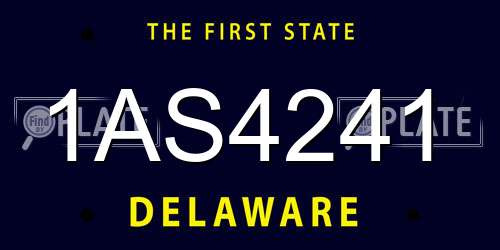 1AS4241 Delaware License Plate