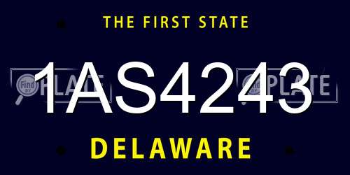 1AS4243 Delaware License Plate
