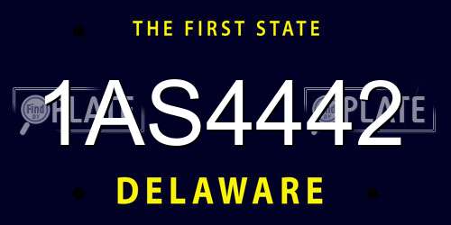1AS4442 Delaware License Plate