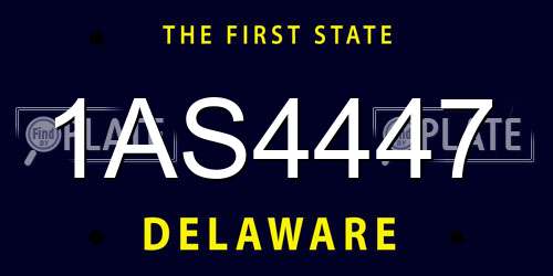 1AS4447 Delaware License Plate