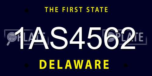 1AS4562 Delaware License Plate