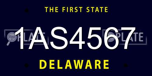 1AS4567 Delaware License Plate