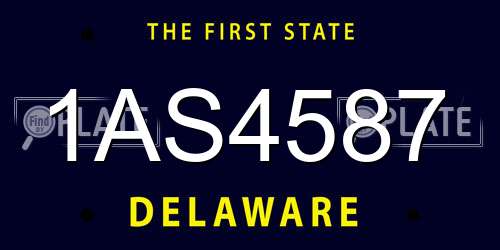 1AS4587 Delaware License Plate