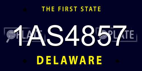 1AS4857 Delaware License Plate