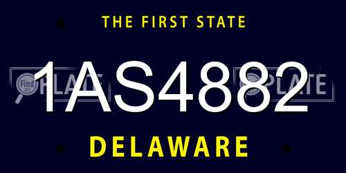 1AS4882 Delaware License Plate
