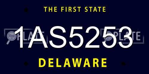 1AS5253 Delaware License Plate
