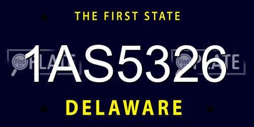 1AS5326 Delaware License Plate