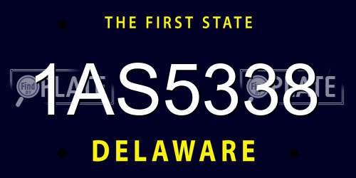 1AS5338 Delaware License Plate