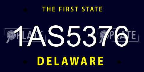 1AS5376 Delaware License Plate