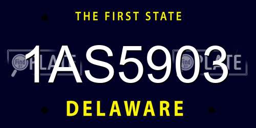 1AS5903 Delaware License Plate