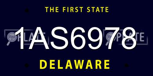 1AS6978 Delaware License Plate