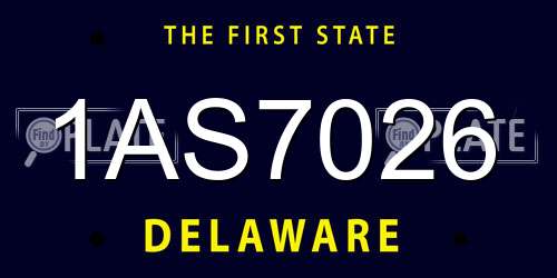 1AS7026 Delaware License Plate