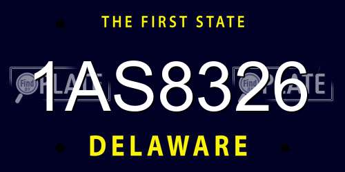 1AS8326 Delaware License Plate