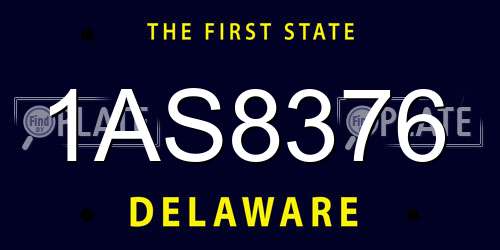 1AS8376 Delaware License Plate