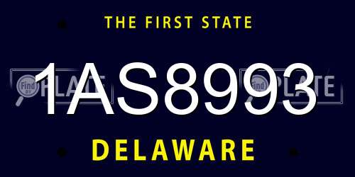 1AS8993 Delaware License Plate
