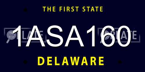 1ASA160 Delaware License Plate