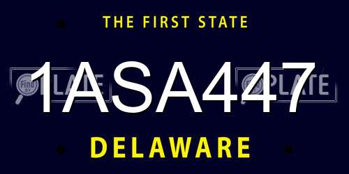 1ASA447 Delaware License Plate