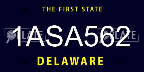 1ASA562 Delaware License Plate