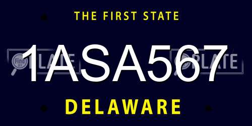 1ASA567 Delaware License Plate