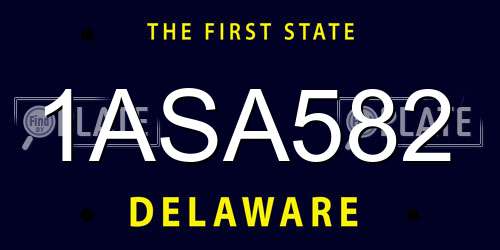 1ASA582 Delaware License Plate